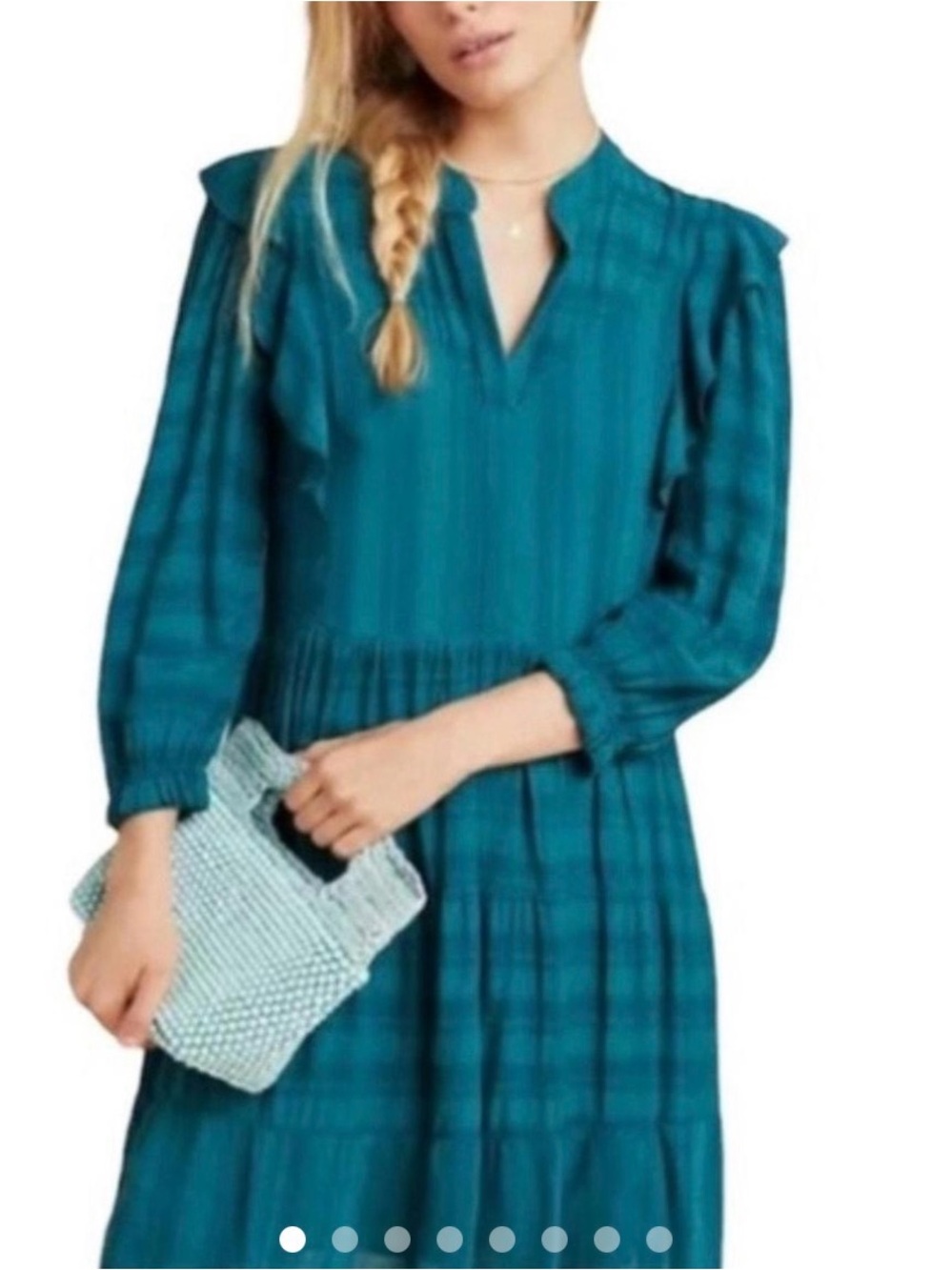 Anthropologie Amadi Tiered Smocked-Yoke Midi Dress with pockets, size L